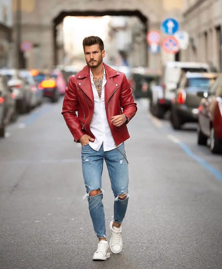 The Best Outfit Combinations For Men's Red Leather Jacket | ShunVogue