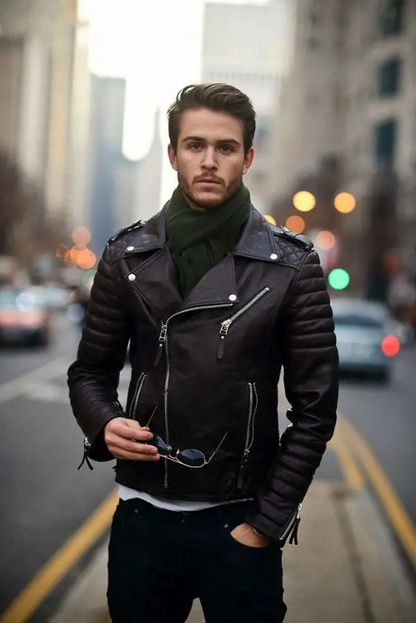 Styling Tips: What To Wear With A Men's Black Leather Biker Jacket ...